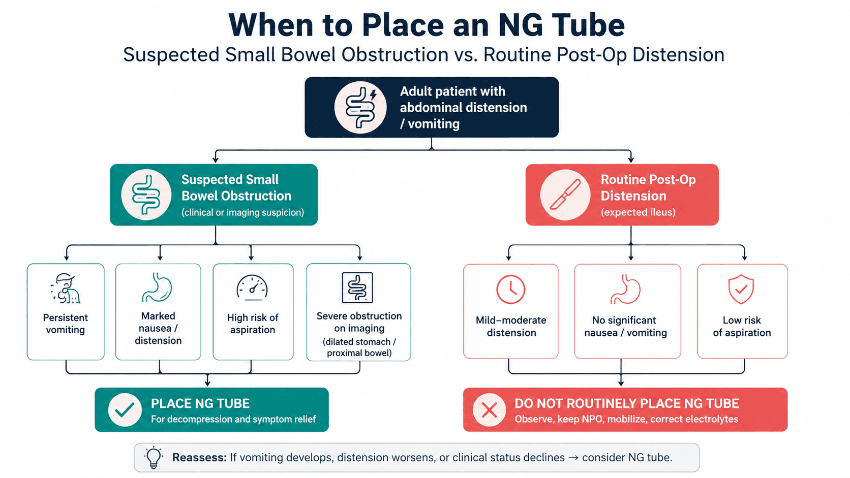 NG Tubes in Small Bowel Obstruction: When to Place, When to Pull, and What Not to Miss